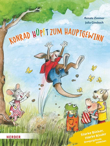 Konrad Känguru und Rita Rennmaus. Konrad hüpft zum Hauptgewinn