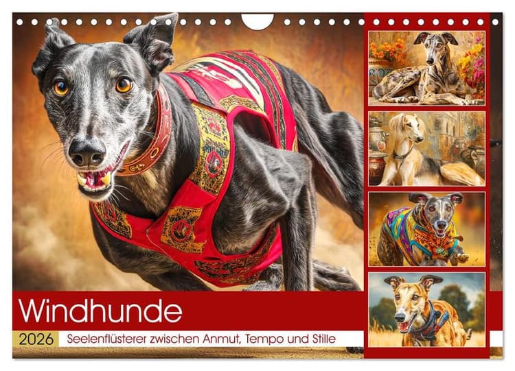 Windhunde. Seelenflüsterer zwischen Anmut, Tempo und Stille (Wandkalender 2026 DIN A4 quer), CALVENDO Monatskalender