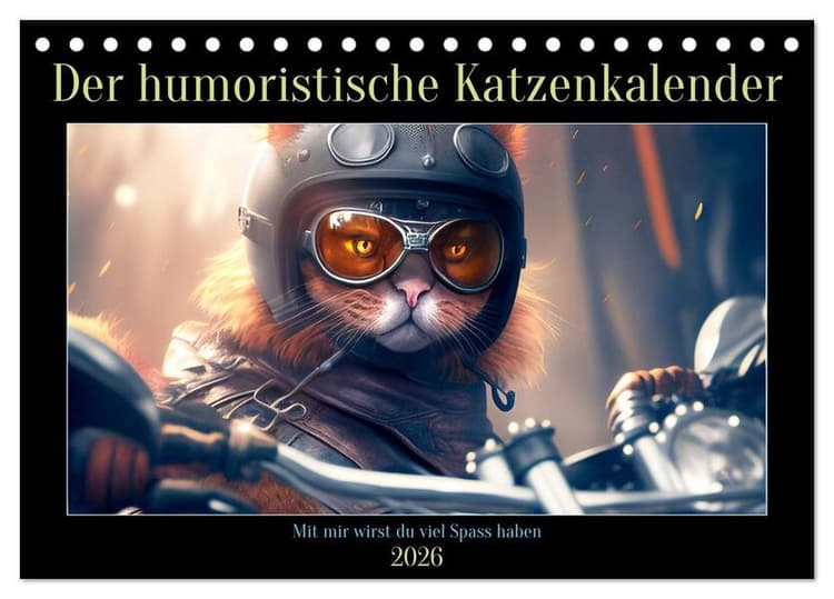 Der humoristische Katzen Kalender (Tischkalender 2026 DIN A5 quer), CALVENDO Monatskalender