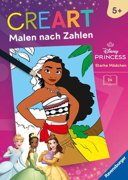 CreArt Malen nach Zahlen ab 5 Disney Prinzessinnen - Starke Mädchen