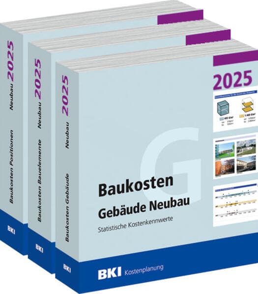 BKI Baukosten Gebäude + Positionen + Bauelemente Neubau 2025 - Kombi Teil 1-3