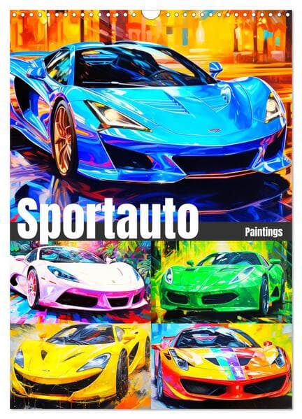 Sportauto Paintings (Wandkalender 2026 DIN A3 hoch), CALVENDO Monatskalender