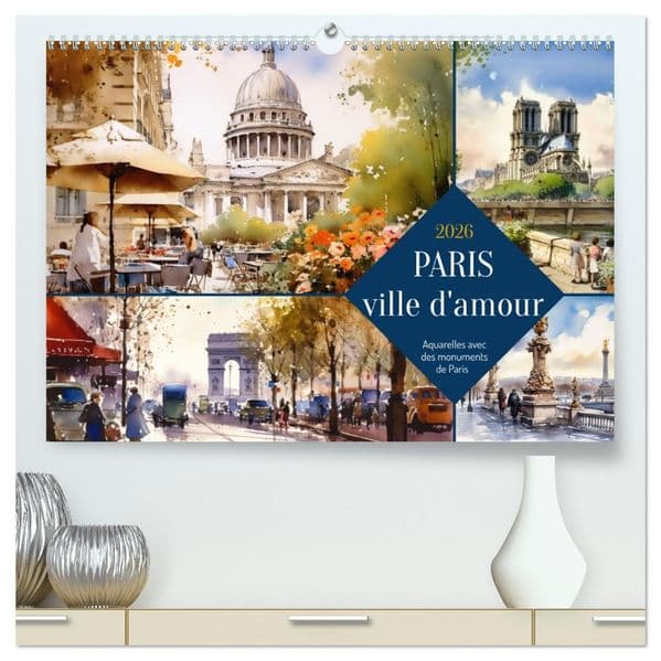 Paris, ville d'amour (Calendrier mural 2026 DIN A2 vertical) calendrier de bureau