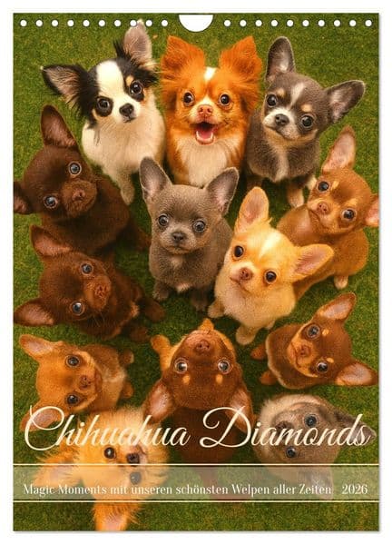Chihuahua Diamonds - Magic Moments mit unseren schönsten Welpen aller Zeiten (Wandkalender 2026 DIN A4 hoch), CALVENDO Monatskalender