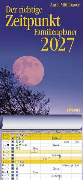 Der richtige Zeitpunkt Familienplaner 2027 - Monats-Wandkalender zum Aufhängen, mit Spiralbindung, 22,4 x 48,5 cm