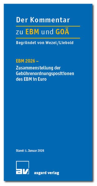 EBM 2026 - Zusammenstellung der Gebührenordnungspositionen des EBM in Euro