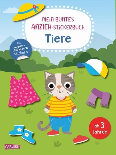 Mein buntes Anzieh-Stickerbuch: Tiere