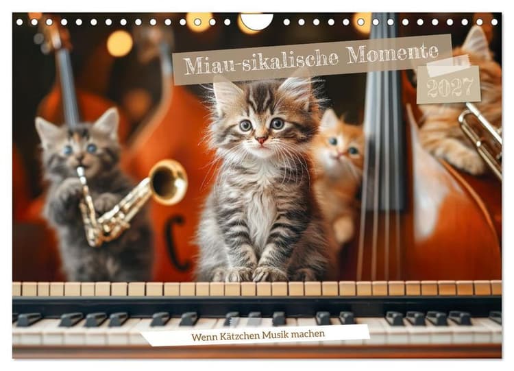 Miau-sikalische Momente (Wandkalender 2027 DIN A4 quer), CALVENDO Monatskalender