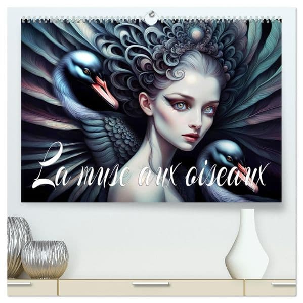 La muse aux oiseaux (Calendrier mural haut de gamme 2027 DIN A2 vertical), CALVENDO calendrier mensuel