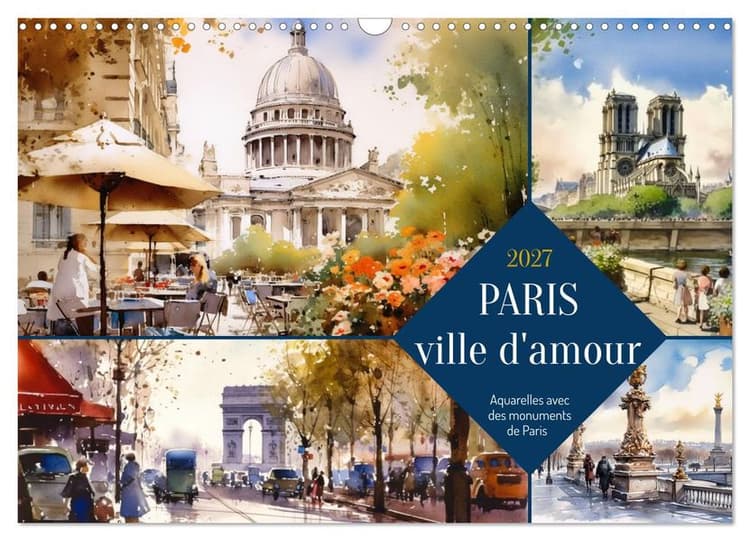 Paris, ville d'amour (Calendrier mural 2027 DIN A3 vertical), CALVENDO calendrier mensuel