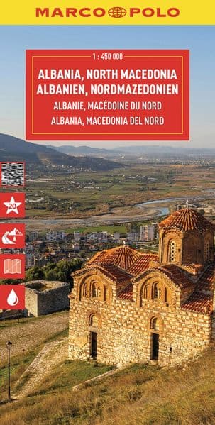 MARCO POLO Reisekarte Albanien, Nordmazedonien 1:450.000