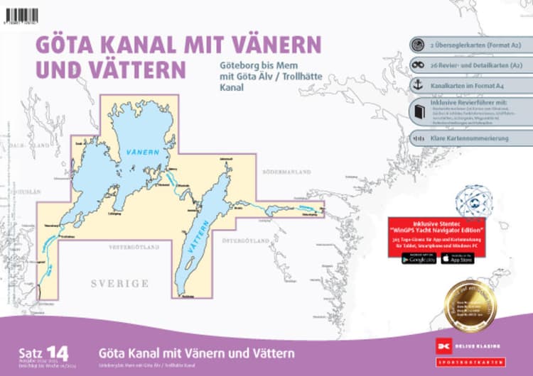 Sportbootkarten Satz 14: Göta Kanal mit Vänern und Vättern (Ausgabe 2024/2025)