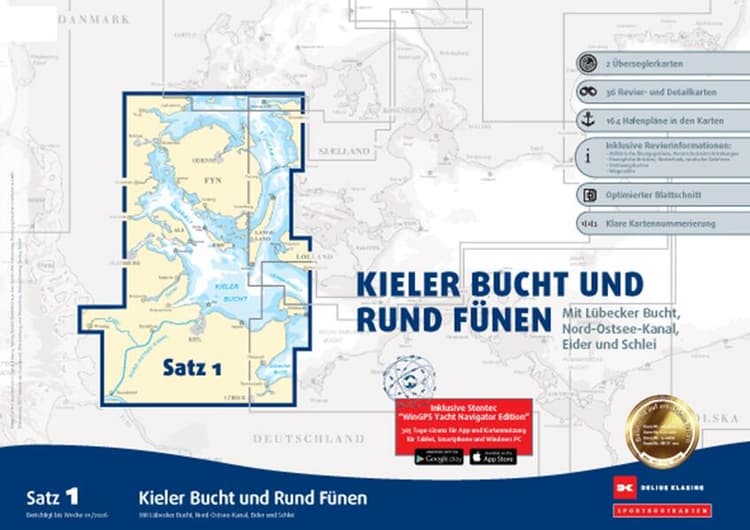 Sportbootkarten Satz 1: Kieler Bucht und Rund Fünen (Ausgabe 2026)