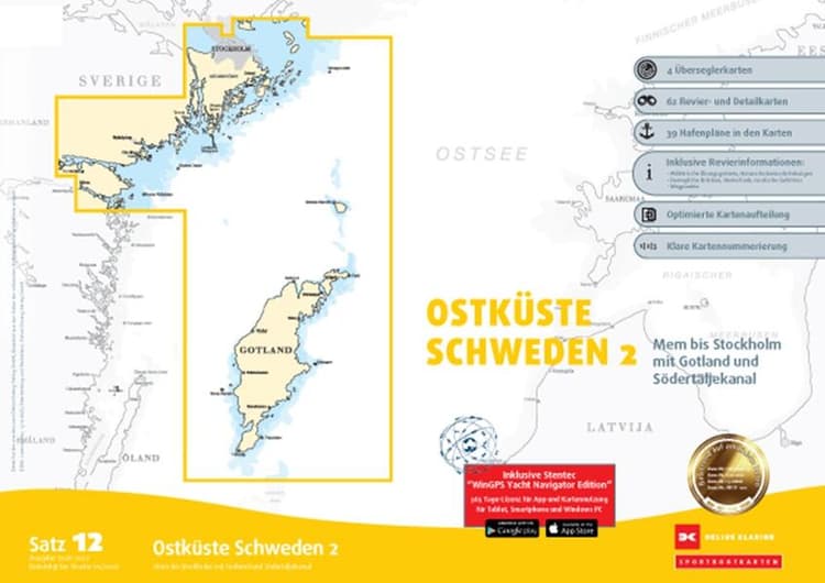 Sportbootkarten Satz 12: Ostküste Schweden 2 (Ausgabe 2026/2027)