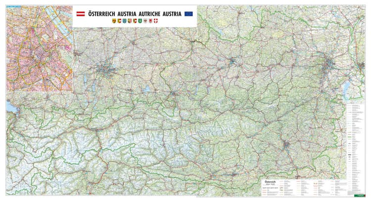 Österreich, Straßenkarte 1:300.000, Großformat, Poster