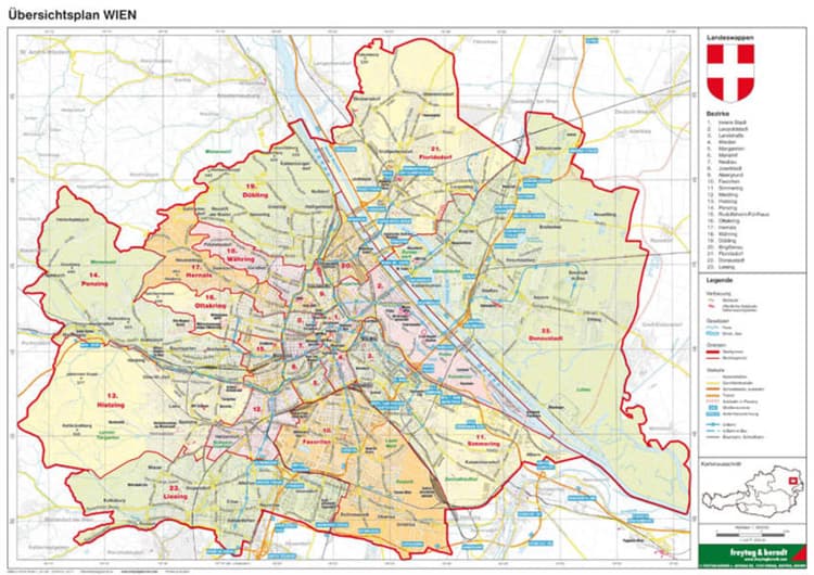 Wien politisch - A3, Planokarte 1:85.000