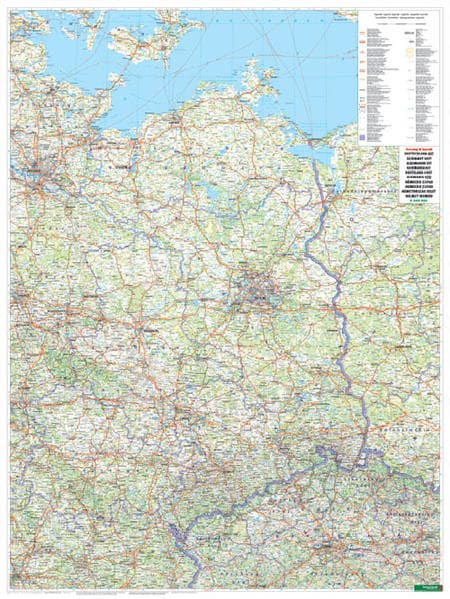 Wandkarte: Deutschland Ost, Poster, 1:500.000, Plano in Rolle