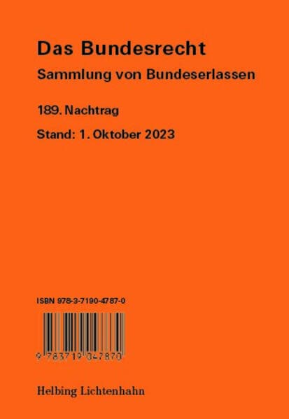 Das Bundesrecht, N 189
