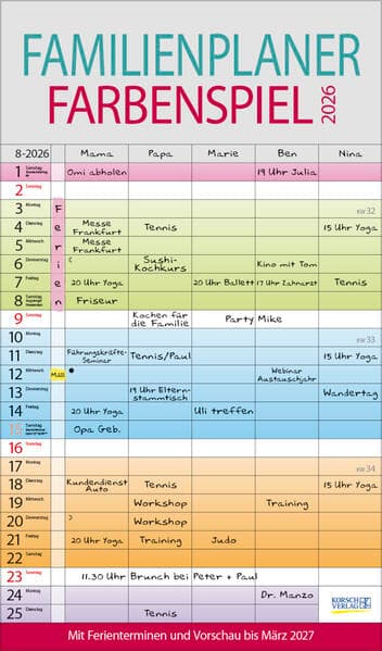 Familienplaner Farbenspiel 2026