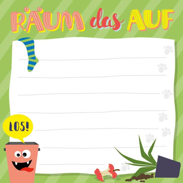 Räum das auf – Klebezettel