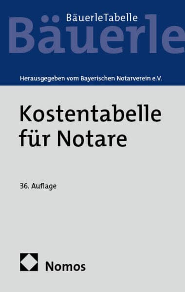 Kostentabelle für Notare