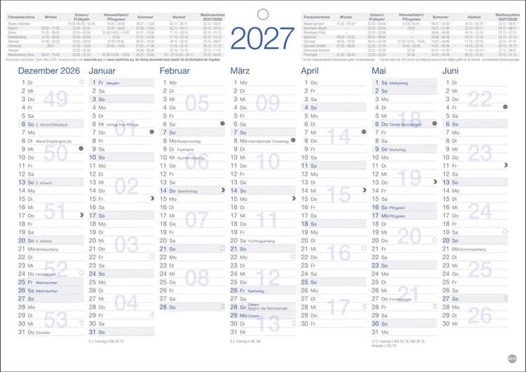 Tafelkalender A4 2027