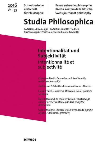 Intentionalität und Subjektivität / Intentionnalité et subjectivité