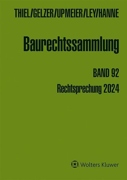 Baurechtssammlung. Rechtsprechung des Bundesverwaltungsgerichts,... / Baurechtssammlung Band 92