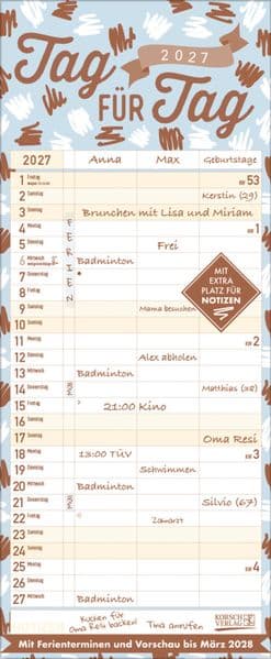 Premium Familientimer Tag für Tag 2027