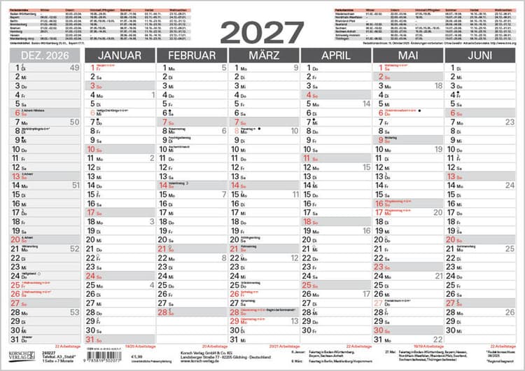 Tafelkalender A3 "Stabil" 2027