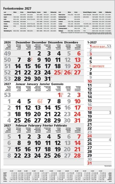 3-Monats-Planer Combi Grau 2027