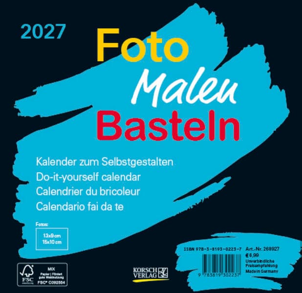 Foto-Malen-Basteln Bastelkalender schwarz quer 2027