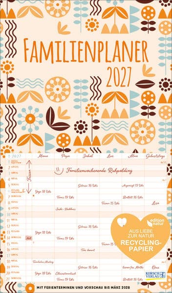 Familienplaner Recyclingpapier 2027