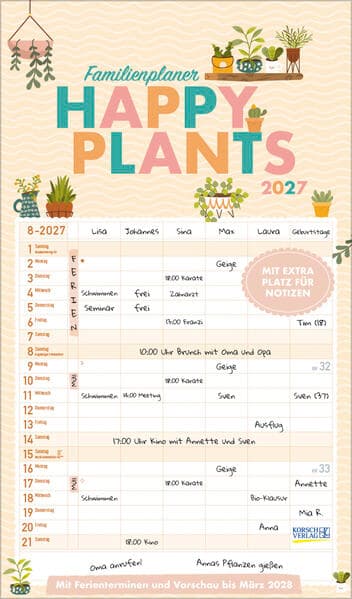 Familienplaner Happy Plants 2027