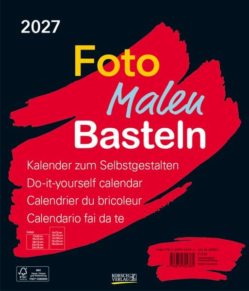 Foto-Malen-Basteln Bastelkalender schwarz groß 2027