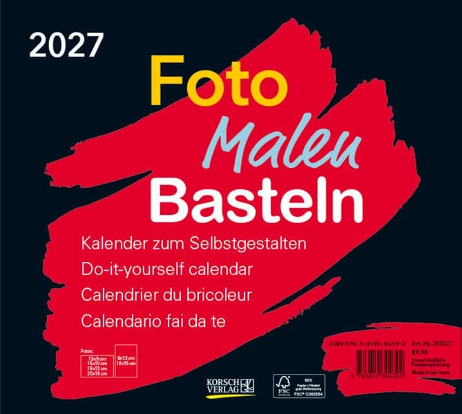 Foto-Malen-Basteln Bastelkalender quer schwarz 2027