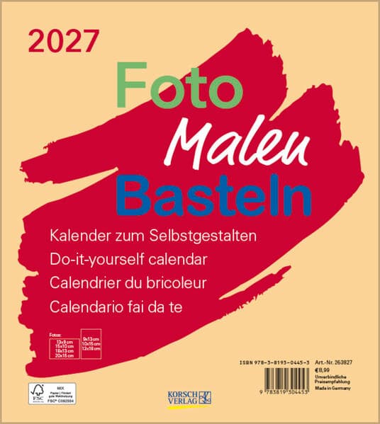 Foto-Malen-Basteln Bastelkalender beige 2027