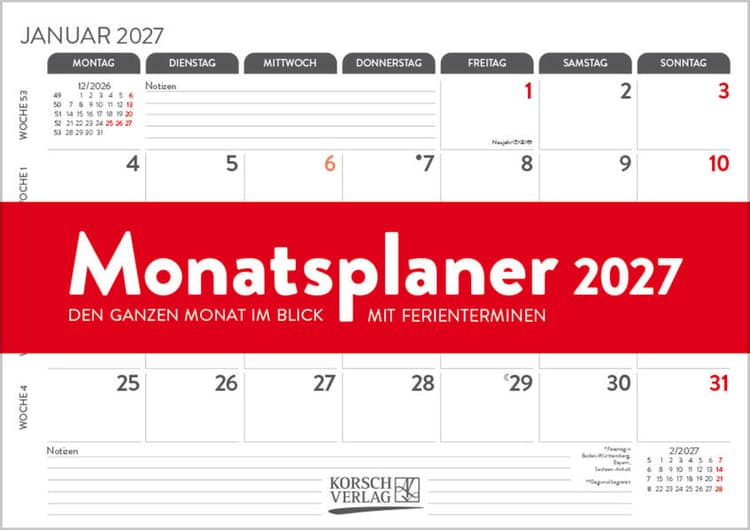 Monatsplaner 2027