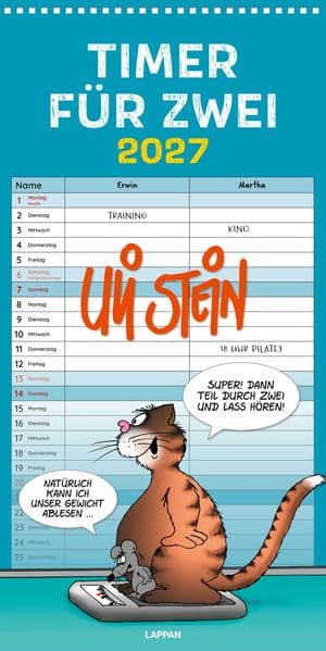 Uli Stein Timer für zwei 2027: Monatskalender für die Wand