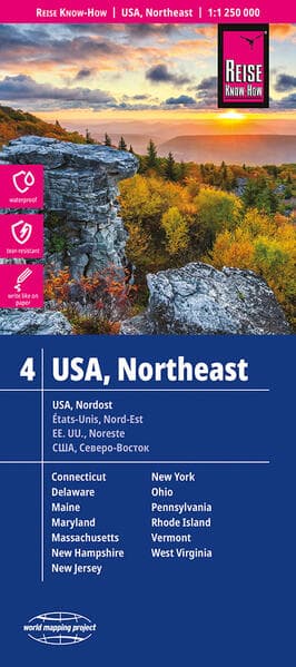 Reise Know-How Landkarte USA, Nordost / USA, Northeast (1:1.250.000) : Maine, Maryland, New York, Ohio, West Virginia