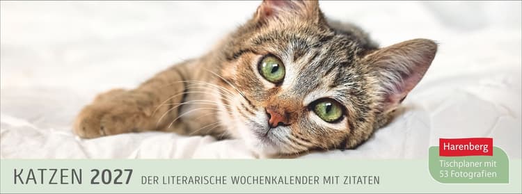 Katzen Premium-Tischplaner 2027 - Der literarische Wochenkalender mit Zitaten