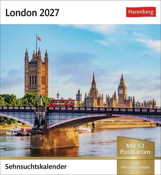 London Sehnsuchtskalender 2027 - Wochenkalender mit 53 Postkarten
