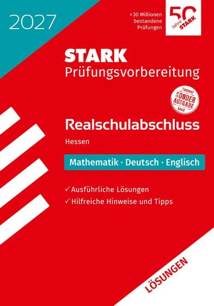 STARK Lösungen zu Mathematik, Deutsch, Englisch - Realschulabschluss 2027 Hessen - Prüfungsvorbereitung