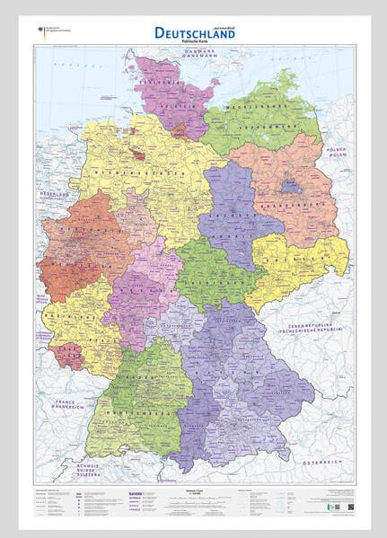 Deutschland auf einen Blick! Politische Karte 1:750 000