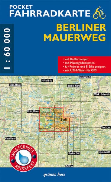 Pocket-Fahrradkarte Berliner Mauerweg 1:60 000