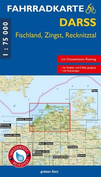 Fahrradkarte Darß - Fischland,Fischland,Recknitztal 1:75000 (Wasser- und reißfest)
