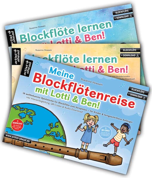 Blockflöte lernen mit Lotti & Ben - Band 1 und 2 + Meine Blockflötenreise im Set!