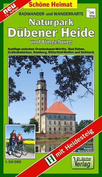 Radwander- und Wanderkarte Naturpark Dübener Heide und Umgebung