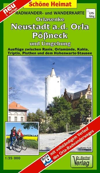 Radwander- und Wanderkarte Orlasenke, Neustadt a.d. Orla, Pößneck und Umgebung