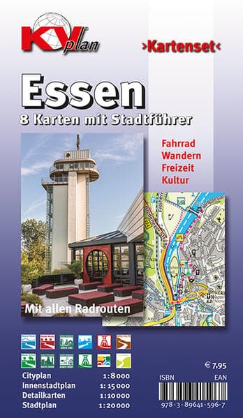 Essen  Kartenset, KVplan, Radkarte/Wanderkarte/Stadtplan, 1:20.000 / 1:15.000 / 1:10.000
